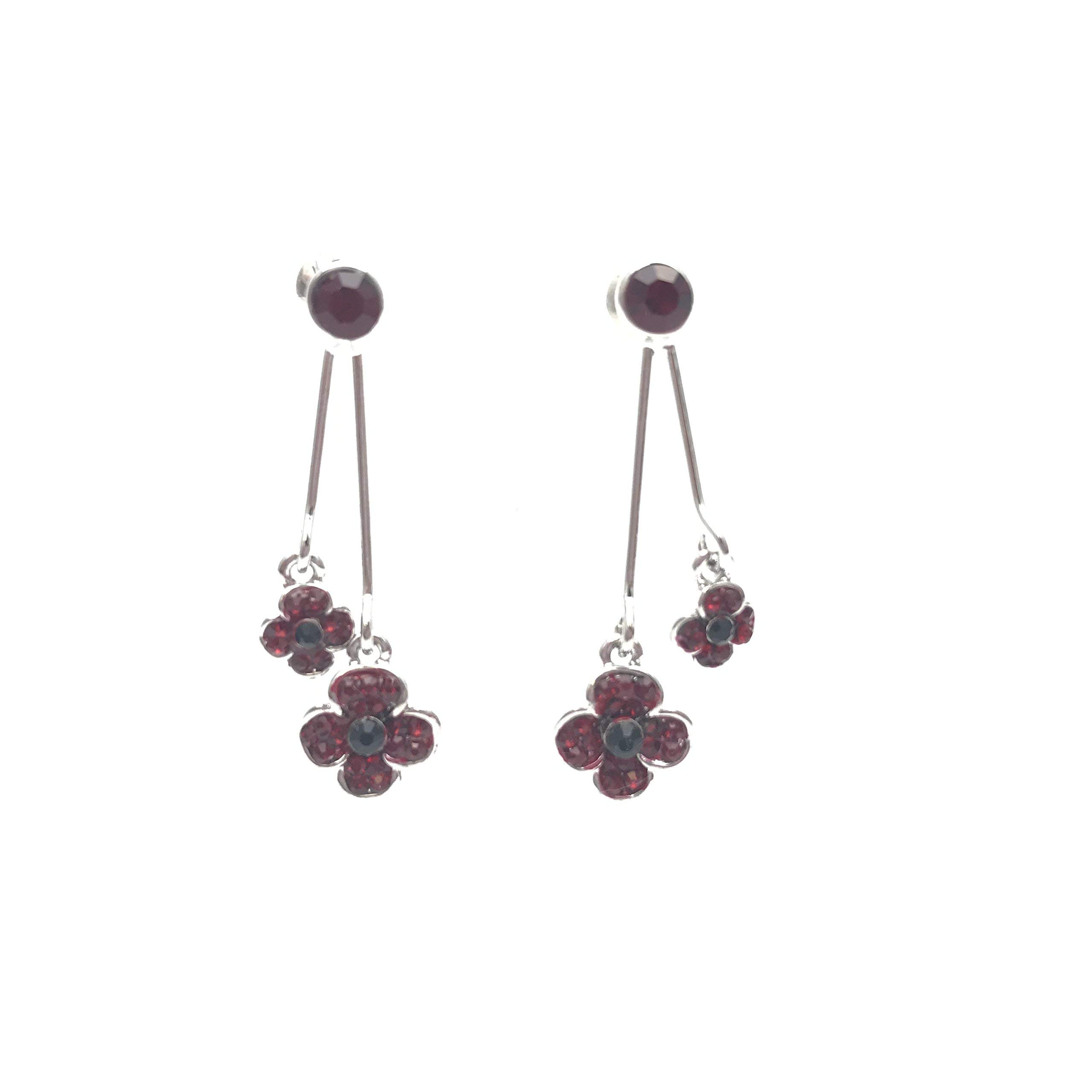 Equilibrium Red Double Poppy Drop Earrings