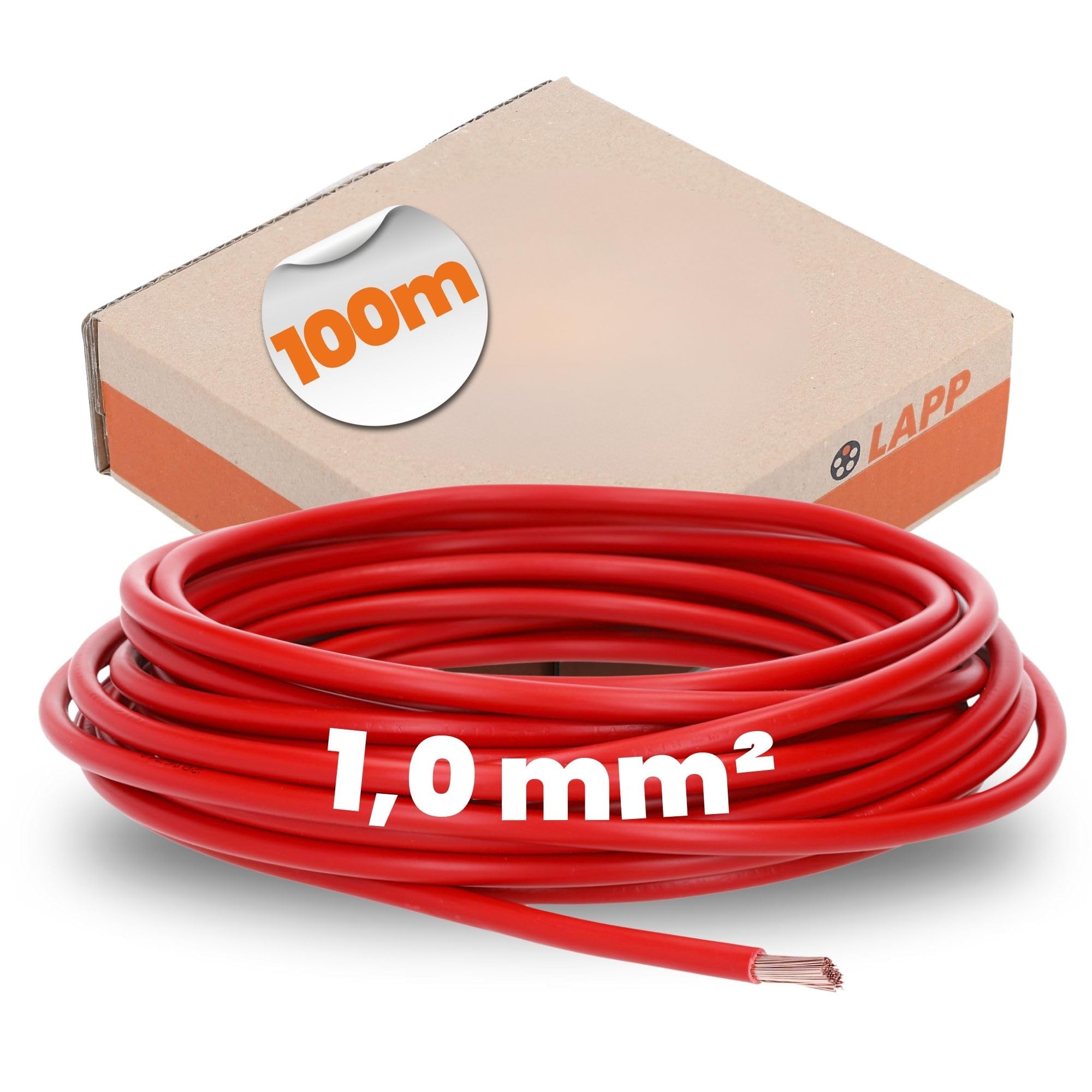 100 m Lapp 4510043 H05V-K 1.0 mm² Red I Wiring Cable I Flexible Core Cable I PVC Single Core I Copper Blank I Stranded 1.0 mm² I Wiring