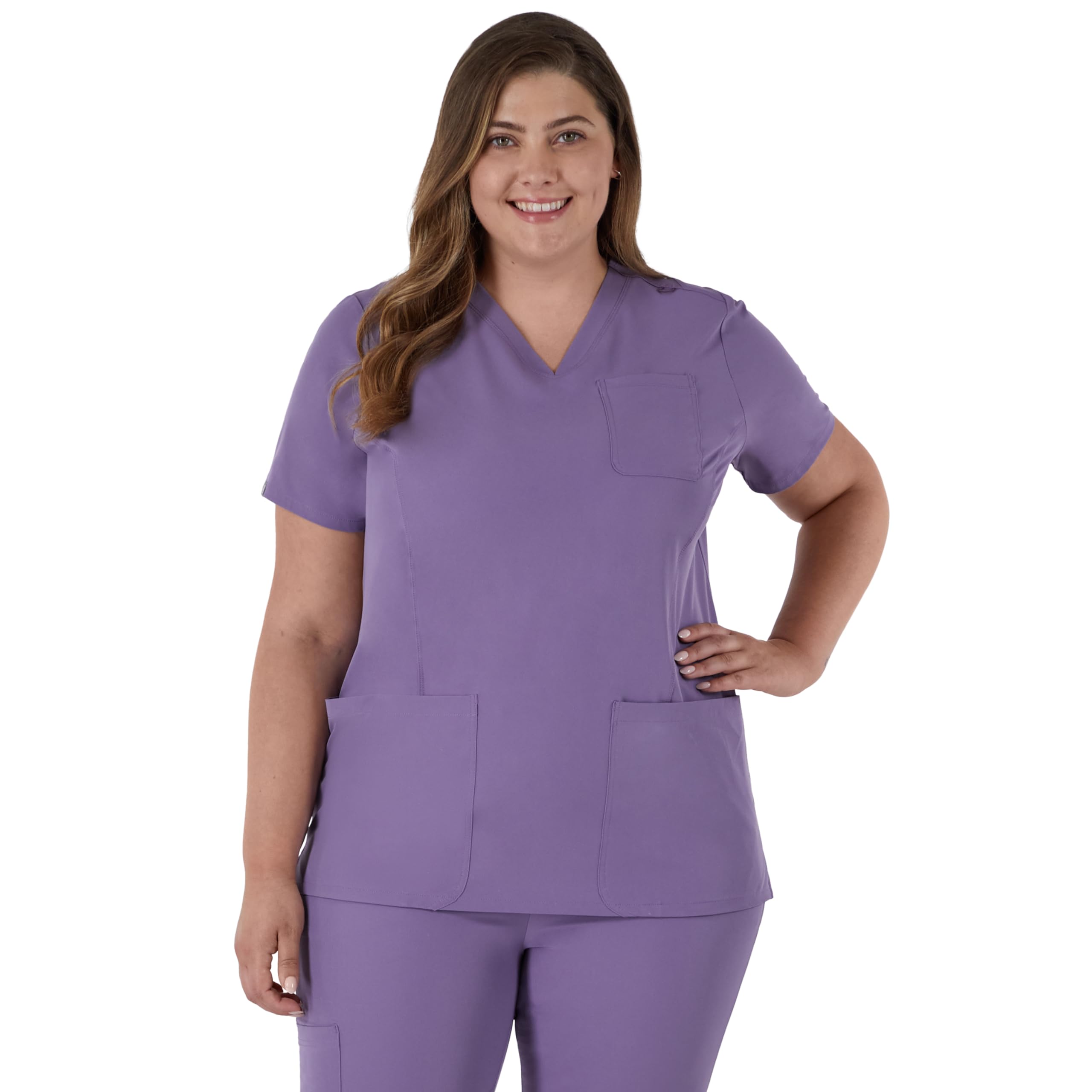Photo 1 of (small top) Hanes Women's Scrubs Healthcare Top, Moisture-Wicking Stretch Scrub Shirts, Ribbed Back Panel