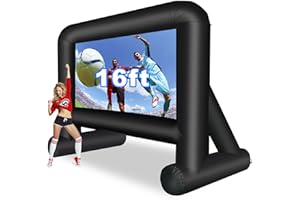 GZKYYLEGS 16 Feet Inflatable Movie Screen Outdoor, Projection Screen with Air Blower, Tie-Downs and Storage Bag - Easy Set up, Blow Up Screen for Backyard Movie Night, Theme Party