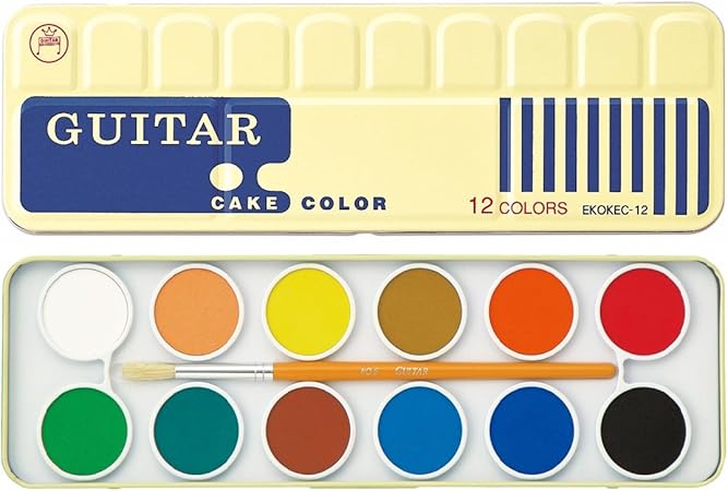 Amazon Co Jp 寺西化学 絵の具 固型水彩 ギターケーキカラー 12色 筆付き Ekokec 12 ホビー