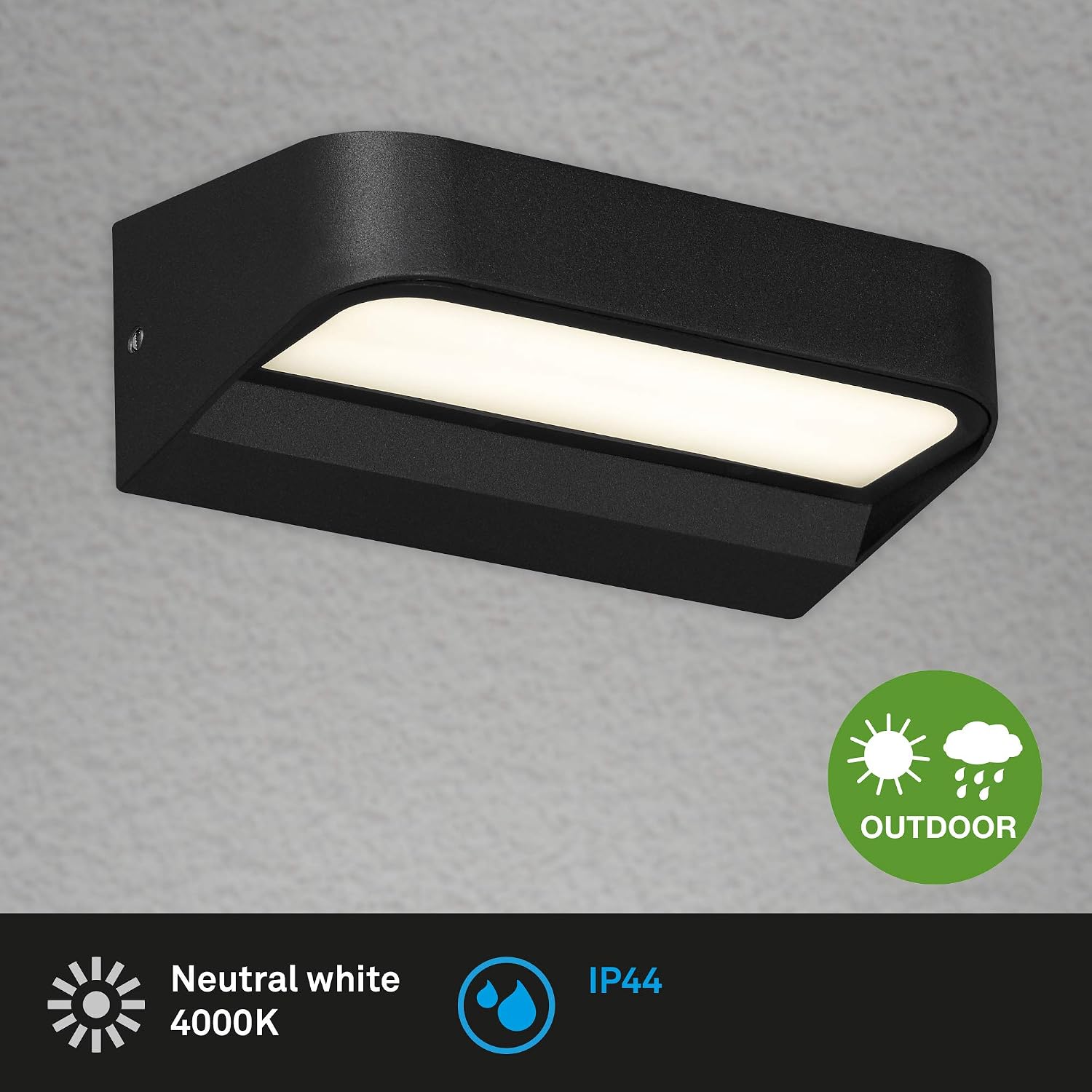 Briloner Leuchten, 3036-015 LED Outdoor Light, Outdoor Wall Light, IP44, 8 Watt, 900 Lumen, 4,000 Kelvin, Black - Image 3