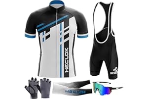 Mens Cycling Jersey Set Cycle Suits Short Sleeve Bike Shirt and Padded Shorts,2024 Newest Cycling Jersey Suits Set