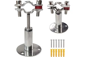 JENSWILL 2PCs Wall Mount Ceiling Pipe Support 304 Stainless Steel Adjustable Ceiling Pipe Bracket Clamp Pipe Straps Fit for Dia 19mm 1/2 inch Pipe Tube with Screws