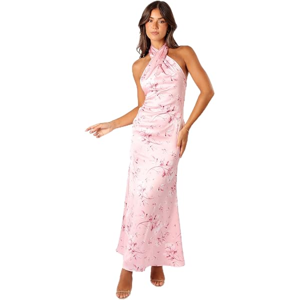 slim fit dress slacks HALTER BIAS MAXI SLIP DRESS IN DUSTY PINK | CULT MIA main image 1