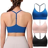 Women's Sports Bras Adjustable Y Back Spaghetti Strap Racerback Padded Wireless Yoga Workout Tops