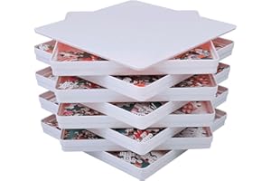 RECHIATO 8 Sorting Trays with Lid 8x8 Premium Puzzle Trays for Lovers Up to 1000-1500 Pieces, Convenient Tool (White)