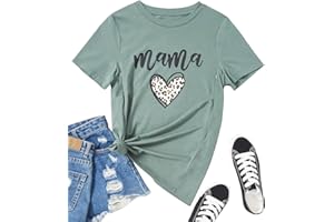 GOWONE Funny Mama Shirt for Women Maternity Nursing Shirt Cute Leopard Heart Graphic Tees Friendly Zip Breastfeeding Tops