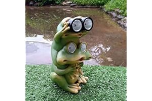 Juliahestia Garden Decor Outdoor Statue: Yard Frog Solar Figurines Patio Animal Art Home House Outside Decorations Porch Lawn Ornaments Birthday Gifts Ideas for Women Mom Mother Grandma Housewarming