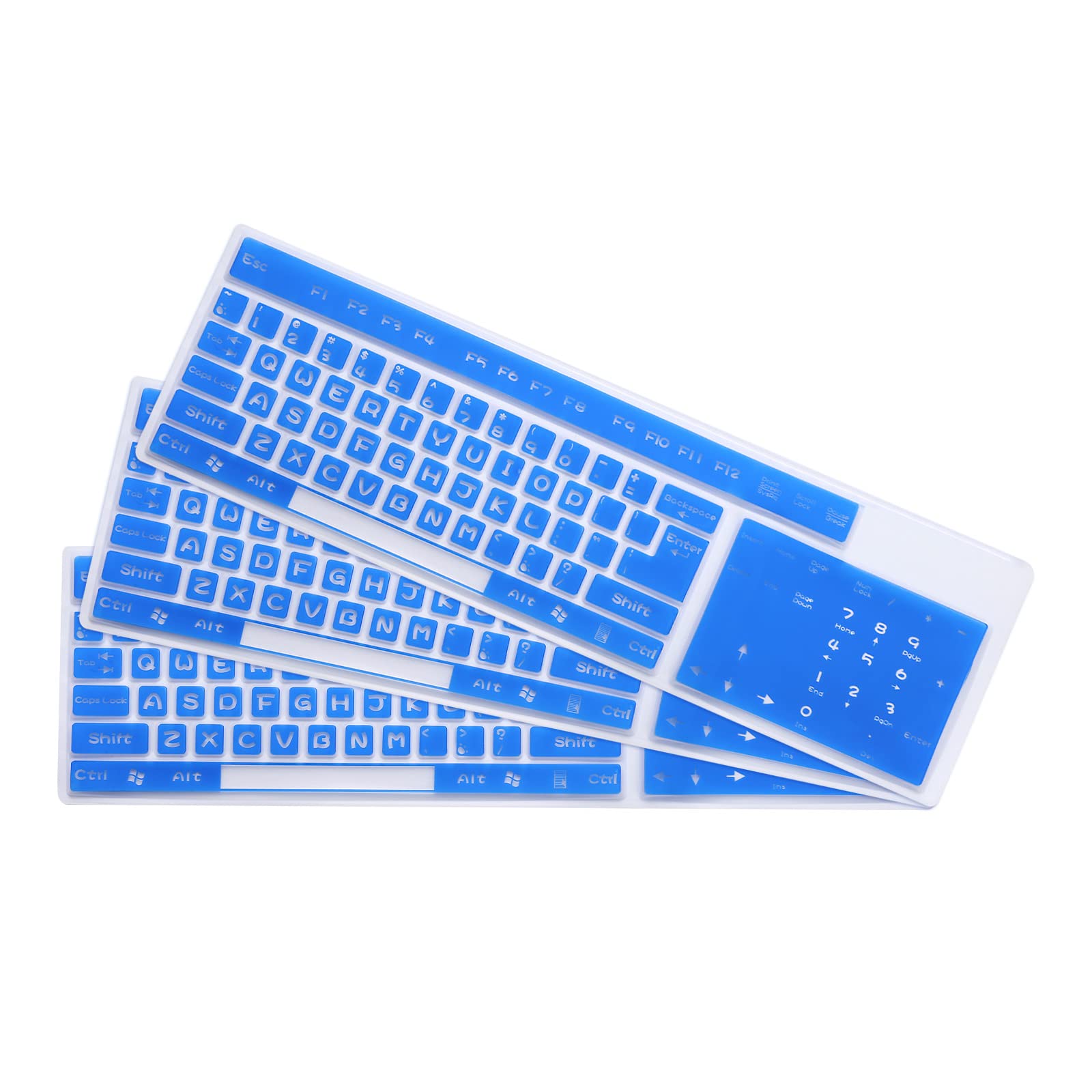 PATIKIL Pc Keyboard Cover Skin Silicone Desktop Keyboard Skin Keyboard Cover for Standard Size PC Computer Desktop Keyboards 17.3"x5.3" Blue Keyboard Cover Skin Protector 3Pcs