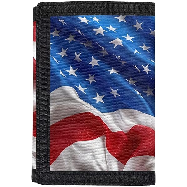 COEQINE Kids Wallet For Boys - Lightweight Trifold With Coin Pockets, American Flag Design
