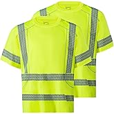 ProtectX High Visibility Short Sleeve Reflective Safety T-Shirt, Men's Heavy Duty Breathable Hi Vis Shirts, Class 2 Type R