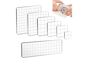 Lot de 7 blocs de tampons en acrylique - Différentes tailles - Transparents et durables - Avec couvertures de protection