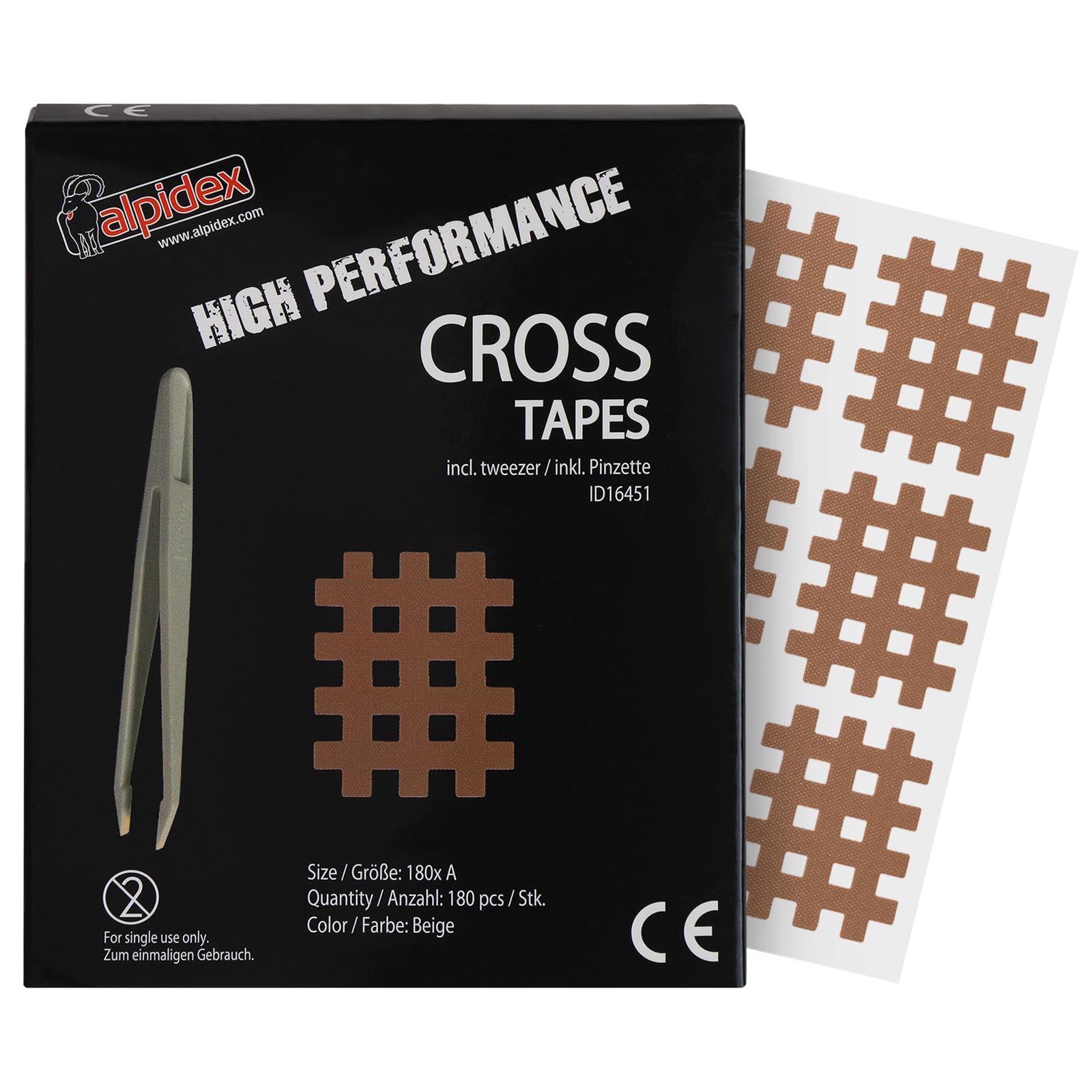 ALPIDEX Cross Tape Acupressure Patches Grid-Shaped Tapes Antistatic Tweezers Crosshatch Patches, Colour:Beige, Quantity:180 Pieces - Size A
