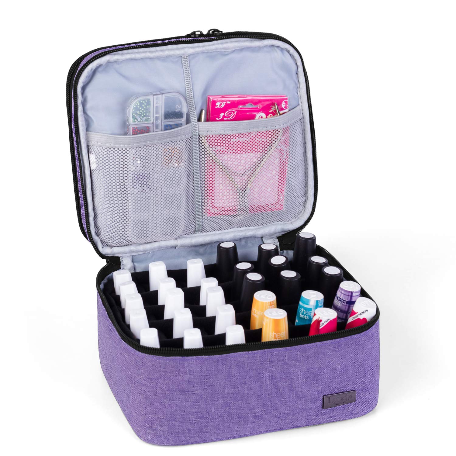 Luxja Nail Polish Carrying Case - Holds 20 Bottles (15ml - 0.5 fl.oz), Portable Organizer Bag for Nail Polish and Manicure Set, Purple : Beauty