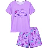 ICOSY Girls Pajamas Set, Soft and Stretchy Sleepwear for Kids 4-15Y | Girls Pjs with Breathable Fabric and Elastic Waisted Shorts, Well-fitting for Sleep, Lounge and Party