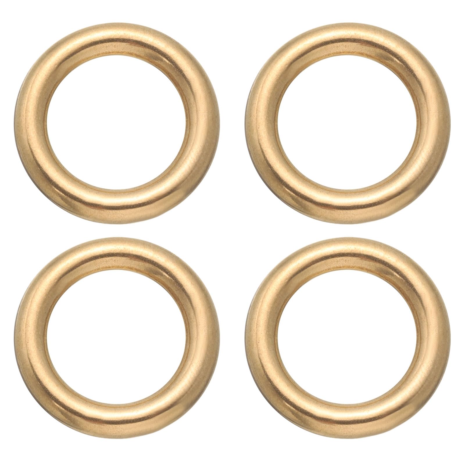 PATIKIL O Ring Buckle, 4 Pack 14mm(0.55") ID Solid Brass O-Rings Keychain Welded Circle Loop for Purse Collar DIY Leather Hand Craft