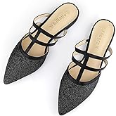 Allegra K Women's Glitter Pointed Toe Flat Mules