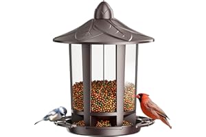 Birdream Bird Feeders for Outdoors, Classic Castle Design Fun Assembly Hanging Bird Feeder, Attracting Wild Birds Cardinals Goldfinches Chickadees Finches Sparrows - Brown