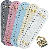 5 PCS Bag Bases for Crochet PU Leather Bag Bottom Oval Bag Bottom Shaper Pad Purse Bottom Knitting Crochet Base Cushion Base with Holes Handbag Making Supplies for DIY Crochet Bag Shoulder Bag Craft