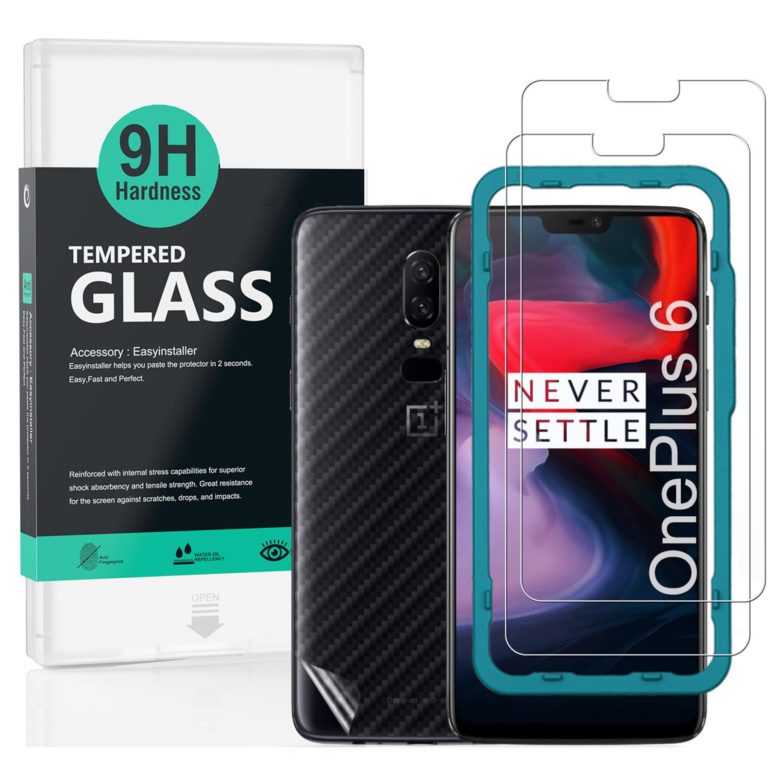 Ibywind Screen Protector For OnePlus 6[2 Pack],9H Hardness Tempered Glass,Easy to Install