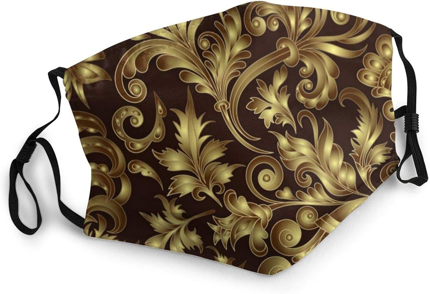 Gold Pattern On Black Background With HandAdjustable Mask Face Mask