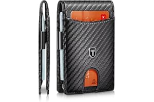 Gostwo Slim Wallet for Men Minimalist Front Pocket Bifold Wallet ID Window Card Case with Money Clip Thin Credit Card Holder Gifts for Him