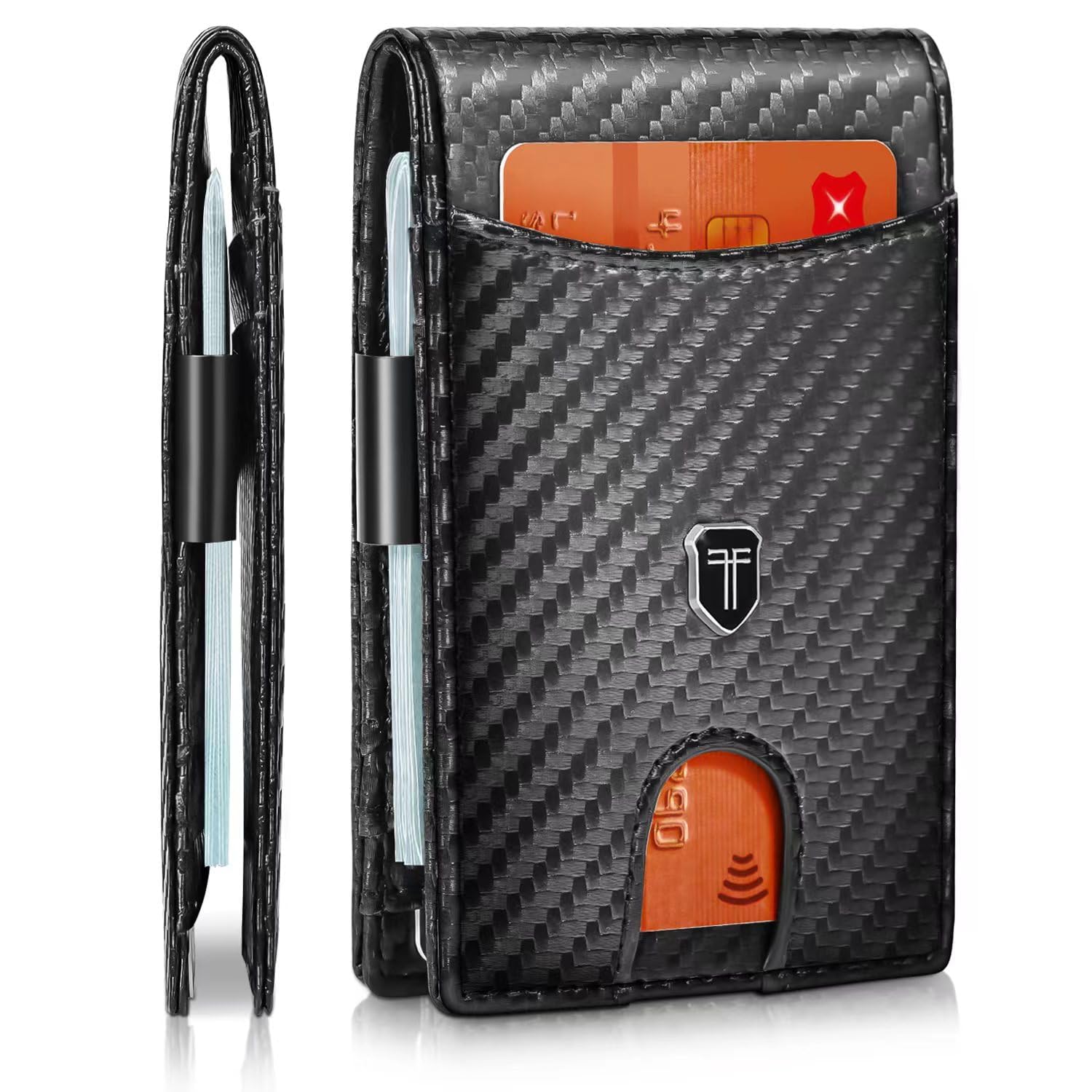 Gostwo Slim Wallet for Men Minimalist Front Pocket Bifold Wallet ID Window Card Case with Money Clip Thin Credit Card Holder Gifts for Him