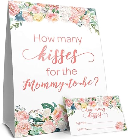 Amazon How Many Kisses ベビーシャワーゲーム フローラル スタンディングサインと30枚の推測カード Distinctivs ホーム キッチン 通販 Amazon How Many Kisses ベビーシャワーゲーム フローラル スタンディングサインと30枚の推測カード Distinctivs ホーム キッチン 通販
