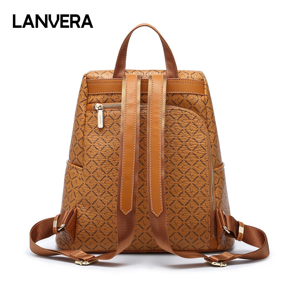 Lanvera Leather Backpack Shoulder Bag for Women fashion School Bag(Yellow)