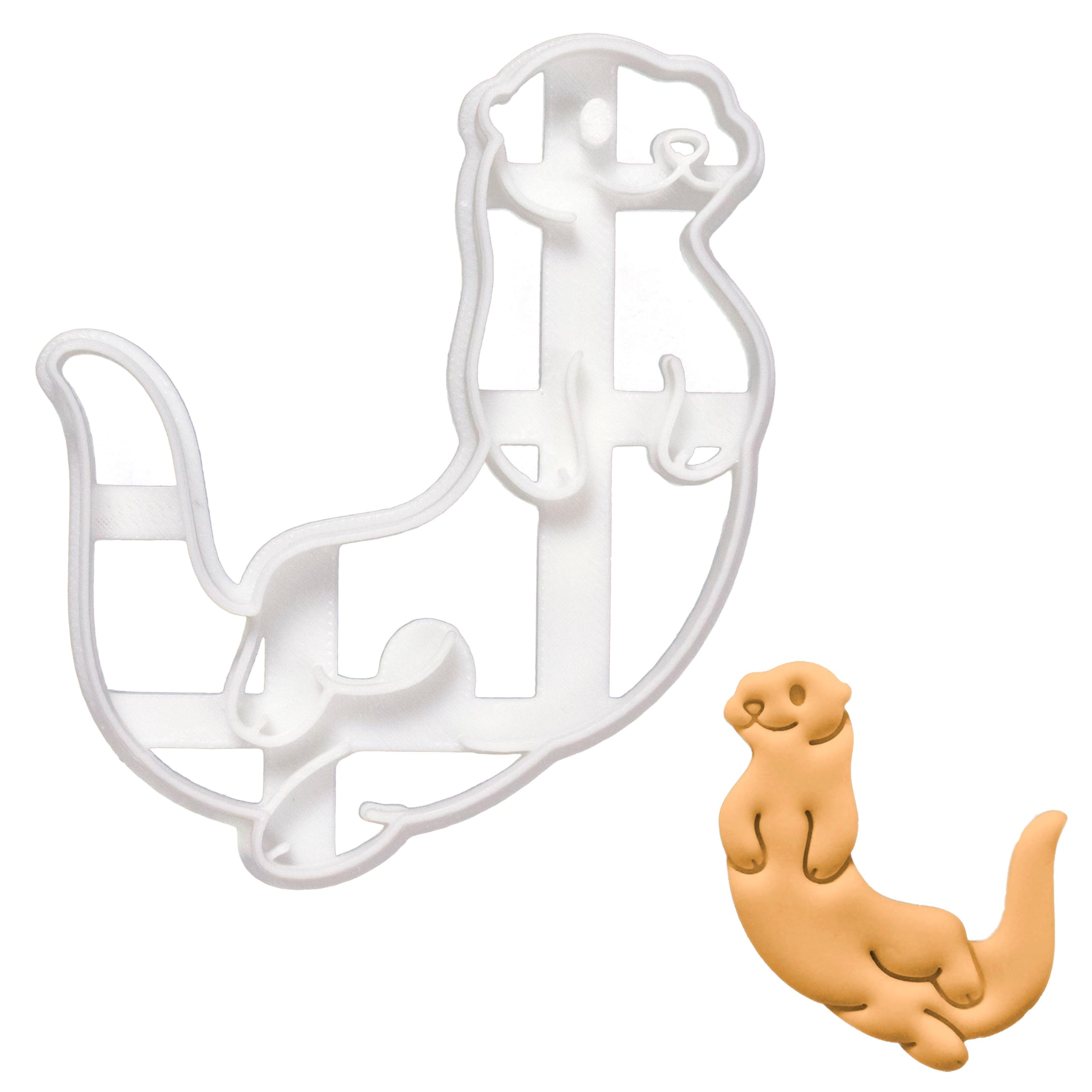 BAKERLOGY Swimming Sea Otter Cookie Cutter - Detailed Biscuit Cutter Design for Baking and Crafts, Ideal on Fondant, Dough, Clay