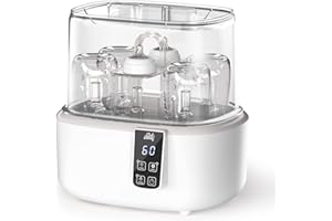 CHEFHANDY Bottle Cleaner and Dryer, Fast Electric Steam Dryer for Baby Bottles Pacifier Breast Pump, Baby Bottle Steam Dryer, Dries Faster Large Capacity Holds 6 Bottles, LED Display Auto-Off Baby Bottle Washer