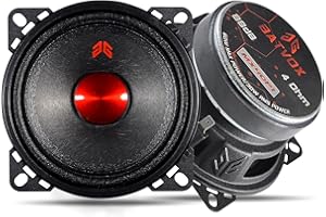 GRTSKY MX40P1 Loudspeaker 4 Inch Midrange 120 Watts 4 Ohms Red Dust Cap, Premium Quality Audio Door Speakers for Car or Truck Stereo Sound System, Black (2 Speakers)