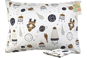 ZPECC Toddler Pillow with Pillowcase - 13x18 Organic Cotton Hypoallergenic Kids Pillow, Baby Essentials for Travel Crib Daycare Stroller (Intended for Age 2 and up) Universe