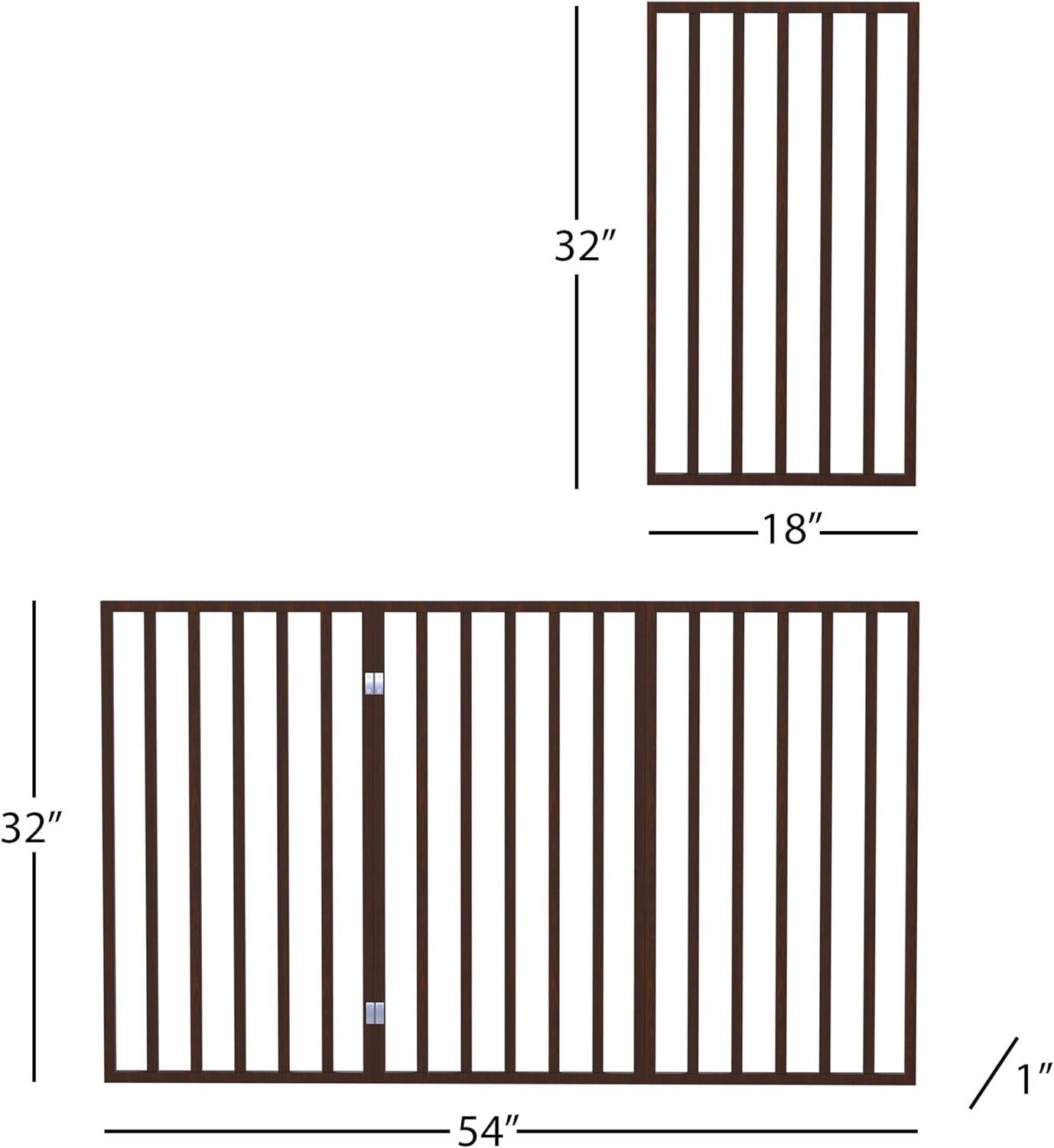 PETMAKER Wooden Pet Gate- Tall Freestanding 3-Panel Indoor Barrier Fence, Lightweight & Foldable for Dogs, Puppies, Pets- 54 X32 (Dark Brown) : Pet Supplies