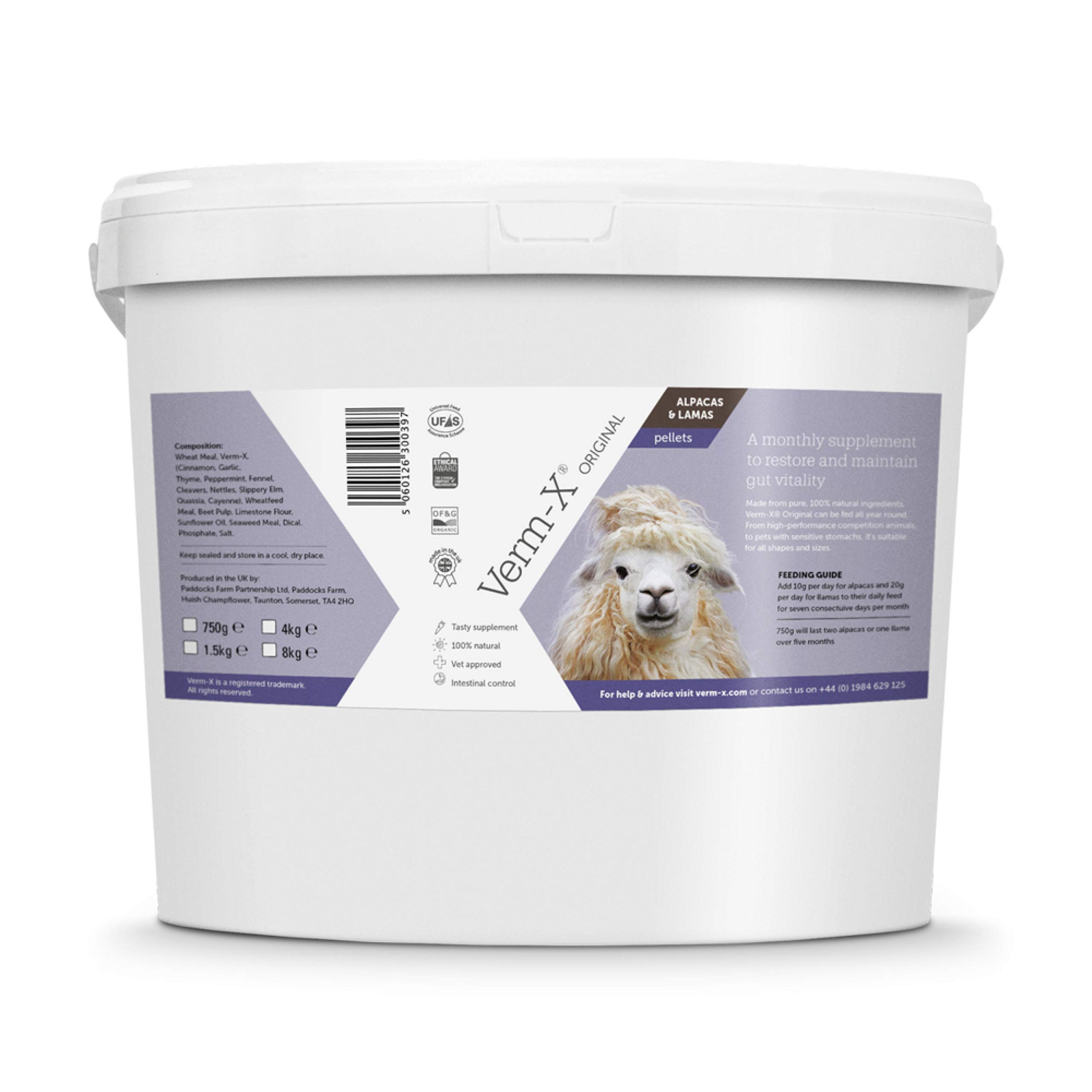 Verm-X Original All Natural Pellets for Alpacas and Llamas. Approved for Use on Organic Farms. Supports Intestinal Hygiene. Vet Approved. Maintains Gut Vitality. Wormwood Free Recipe.