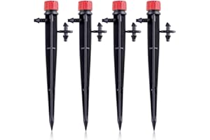 Kalolary 1/4" Irrigation Dripper Drip Emitter, 20PCS Micro Spray Adjustable 360 Degree 8 Holes Full Circle Water Flow Irrigat
