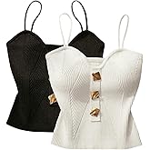 Verdusa Women's Old Money Clothes 2 Pack Crop Tops Ribbed Camisole Fall Fashion Knit Cami Top