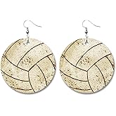 Retro Sports Ball Leather Dangle Earrings Baseball Basketball Soccer Volleyball Shape Earrings for Women Jewelry