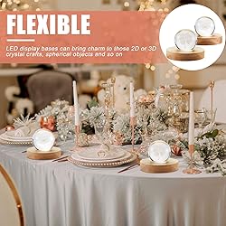 Honoson 8 Pcs Wooden LED Display Base Lighted Base