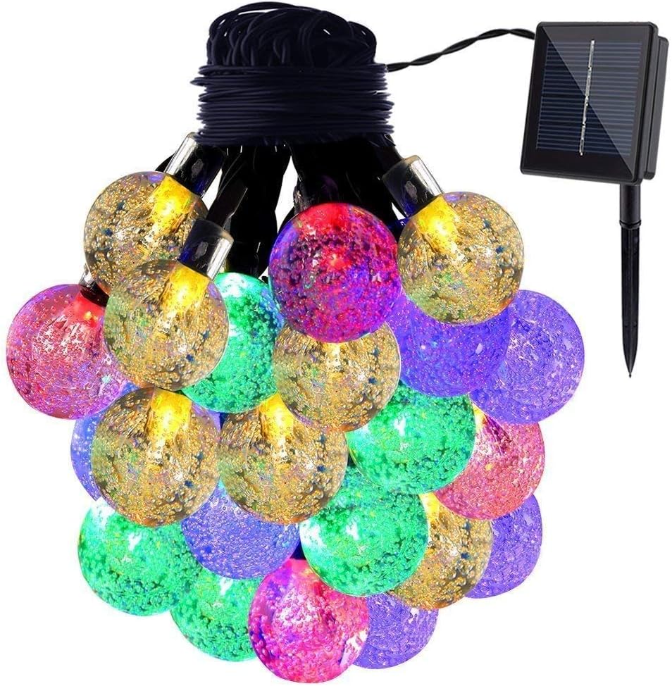 KEEDA Outdoor Solar 30LED Globe Ball String Lights for Garden Patio Yard Christmas Festival Party Decoration (Multicolor)