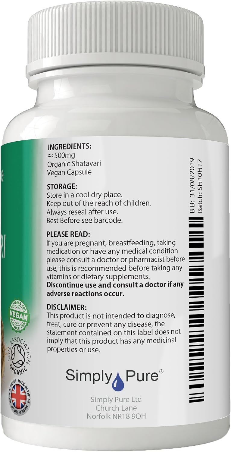 Simply Pure Organic Shatavari for Women's Health & Vitality, 90 count (Pack of 1) - Image 4