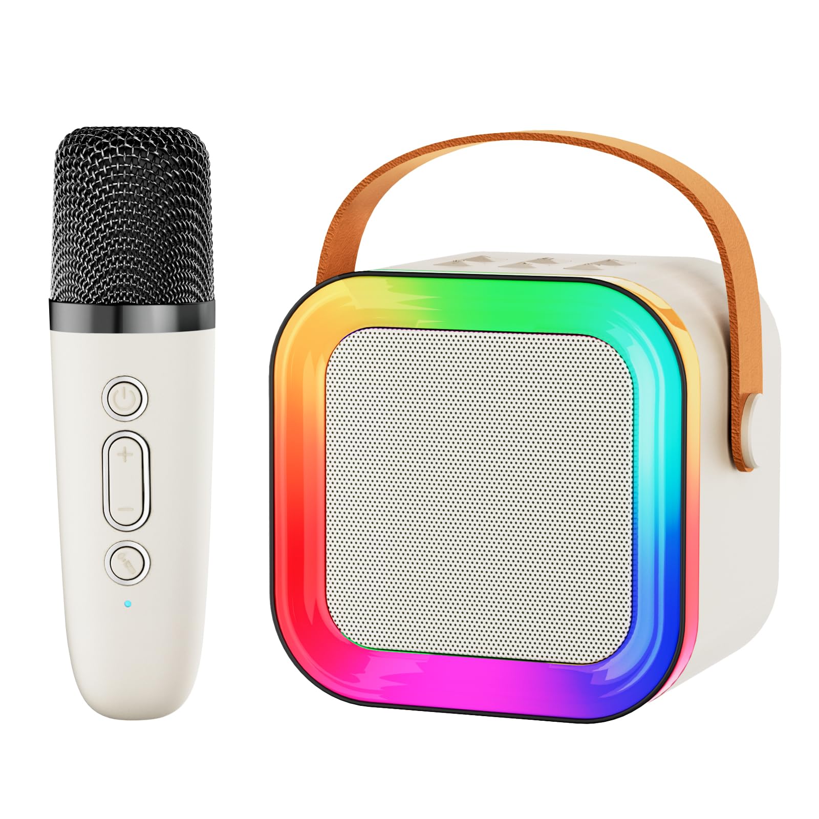 Photo 1 of **IT'S MISSING A MICROPHONE***Mini Karaoke Machine Speaker for Kids Adults,Portable Bluetooth with 1- Wireless Microphones,Christmas Birthday Gifts Toys Girls Boys Ages 4, 5, 6,7, 8,9,10,11,12+ Years Old Toddler (Off-White -1Mic)
