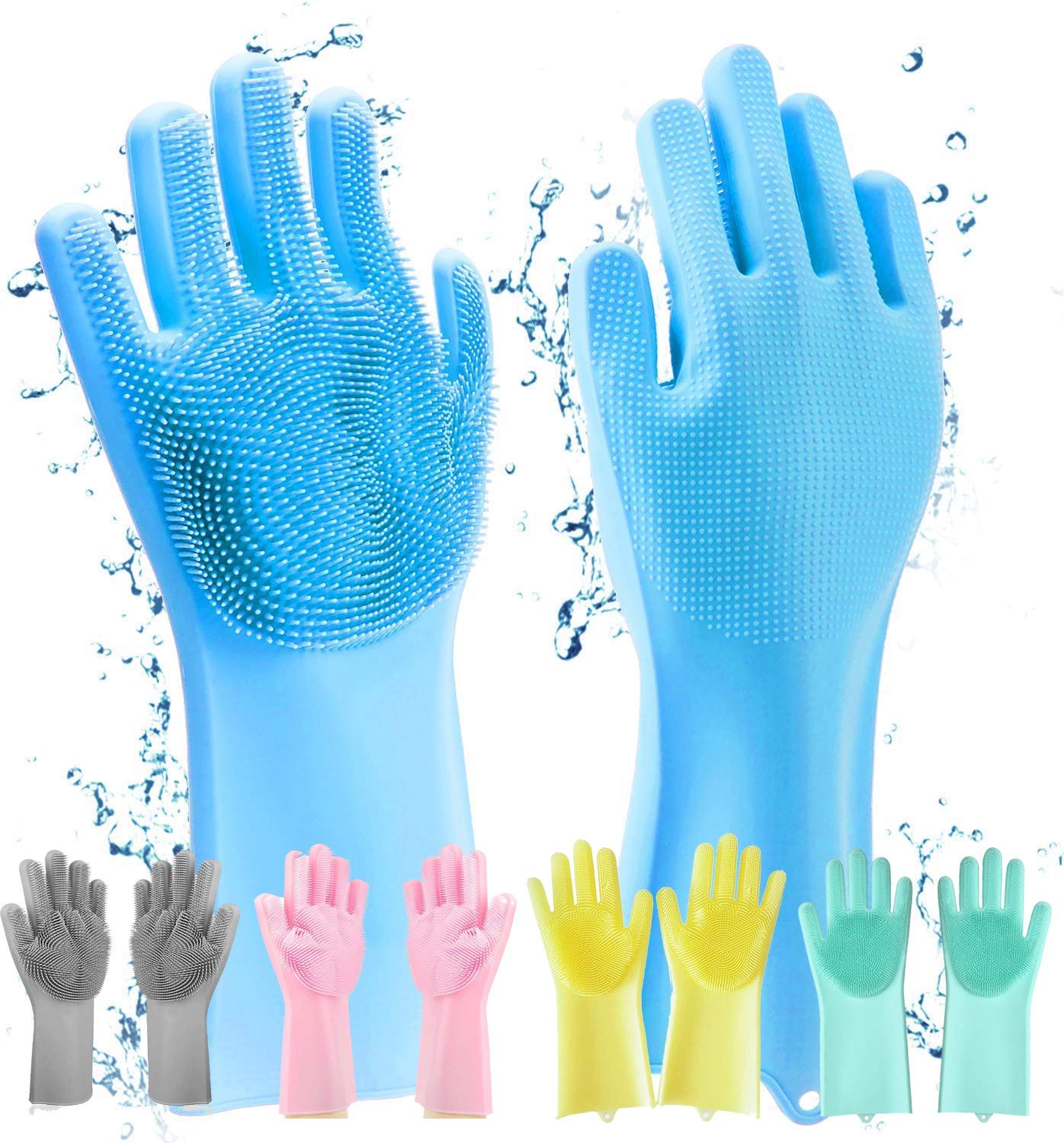 HUSB Magic Silicone Dish Washing Gloves for Kitchen, Dishwashing, Pet Grooming, Car and Bathroom Cleaning (Multicolour, Pack of 1)