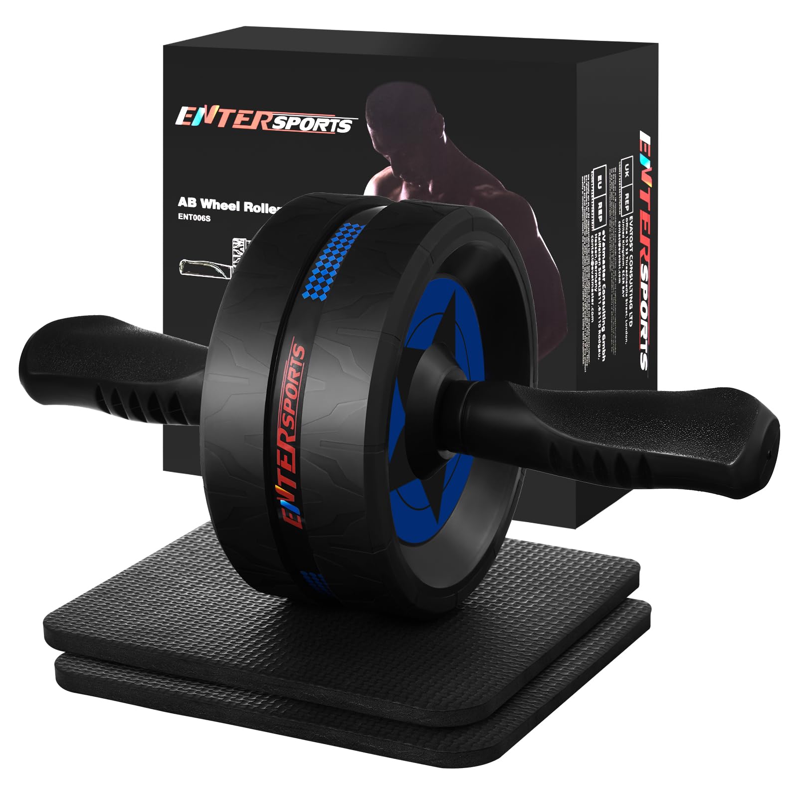 Photo 1 of EnterSports Ab Roller Wheel for Abs Workout - Abdominal Exercise Equipment with 2 Knee Pads for Home Gym, Core Strength Training, Fitness Equipment for Men & Women (Blue)