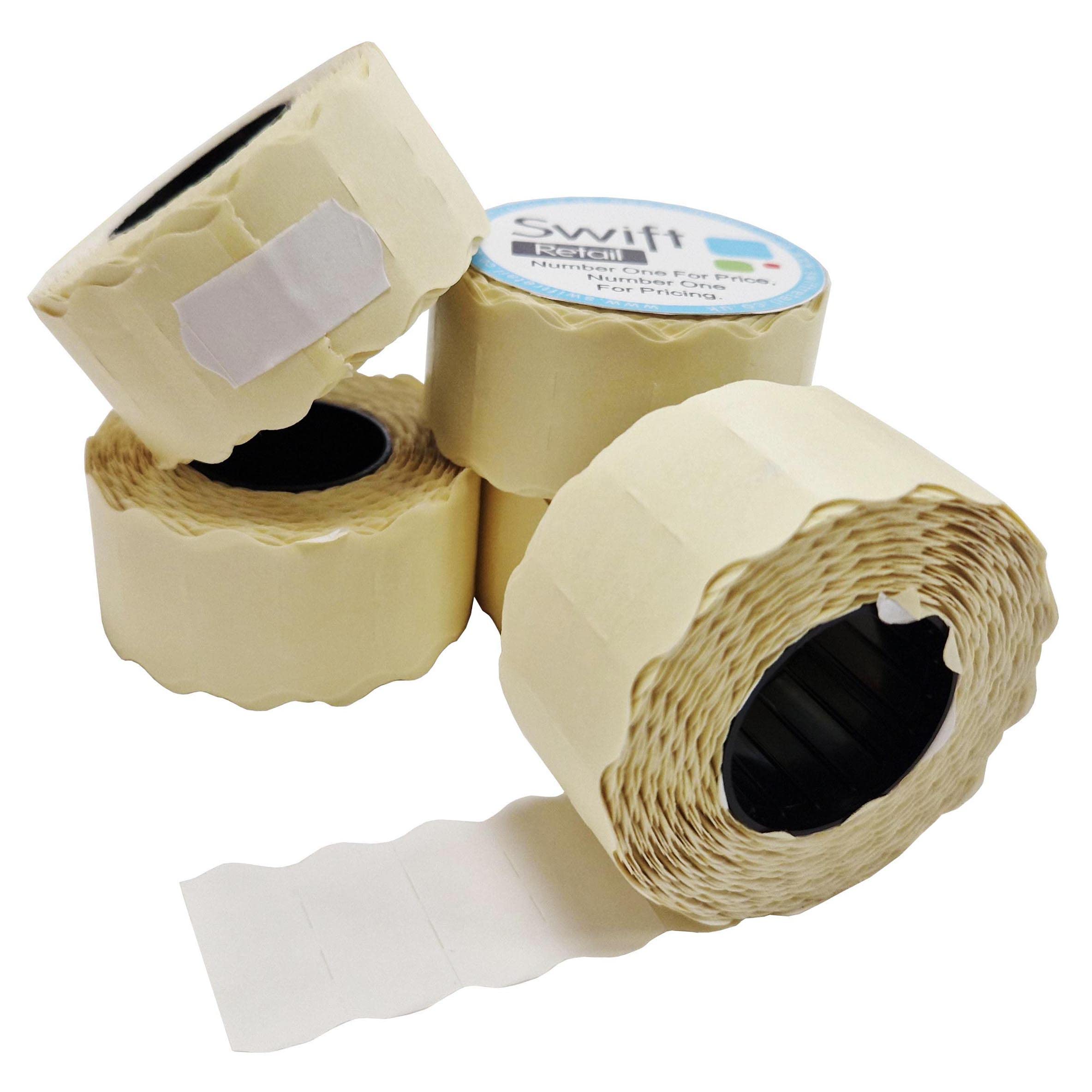 Swift 26 x 12 mm Price Gun Labels White Peelable 5 Rolls 5,000 Stickers CT4 Wavy Edge Pricemarking Tags Fits Many Pricing Labellers