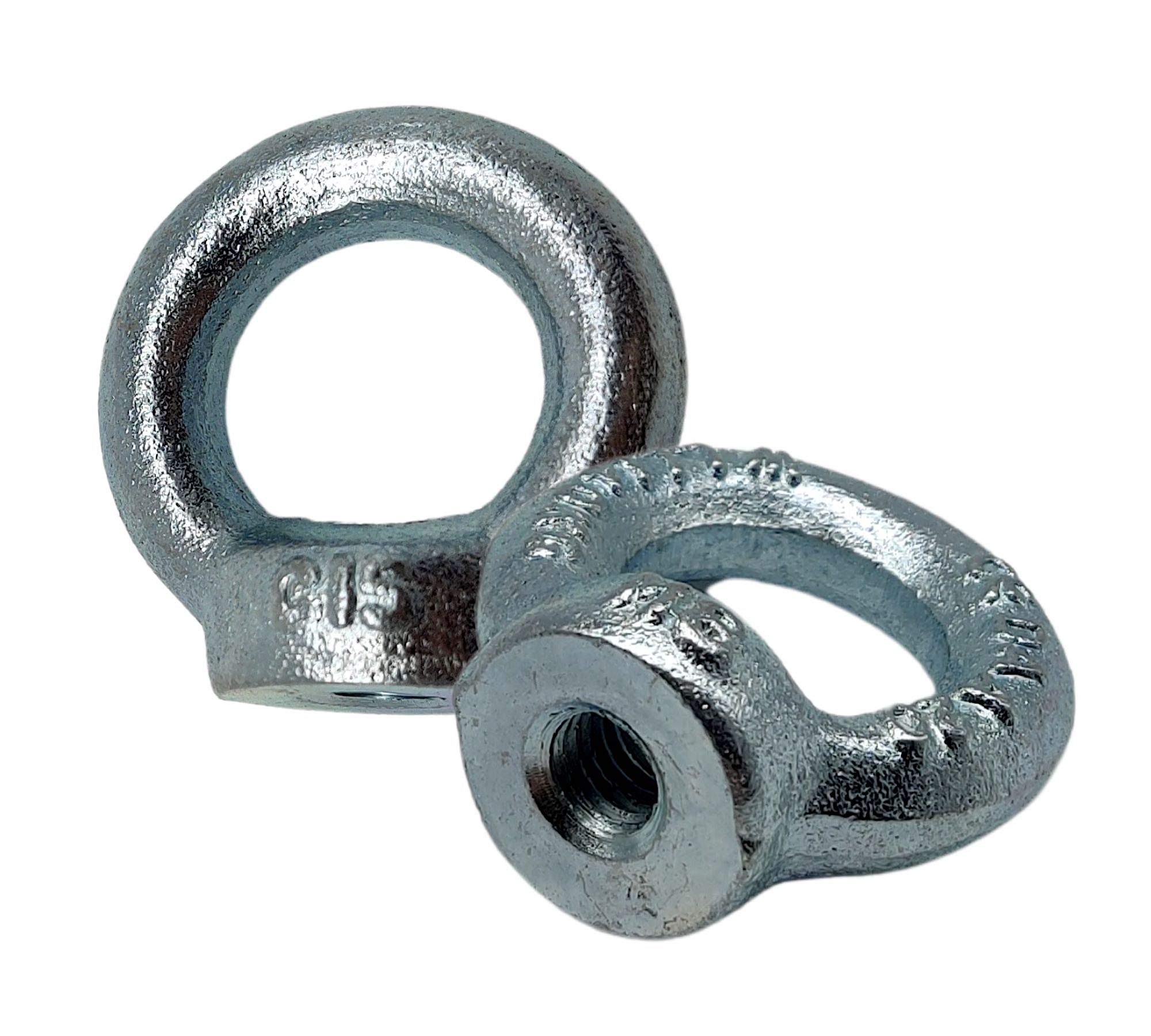 DOJA Industrial | M8 Female Eye Bolt Ring | PACK 12 | Galvanised Steel Nut for Lifting Weight | Thread Ring Shaped Eyebolt Screw | Lug Screws Lifting Rings | Hook Bolts Heavy Duty Nuts