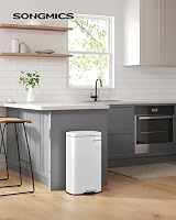 SONGMICS Kitchen Bin 50 L Pedal Soft Close Steel Inner Bucket White LTB101W01 view 2