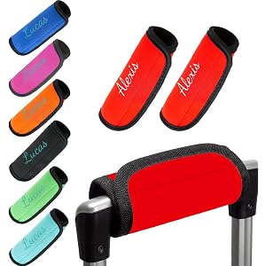 Personalized Luggage Handle Wrap with Embroidered Name Alex,4 Pcs Custom Soft Grip Handle Cover for Suitcase, Travel Bag Iden