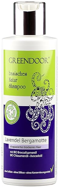 Greendoor Natur Shampoo Lavendel Bergamotte, mit Bio Lavendelöl für strapaziertes trockenes Haar, basische natürliche Haarpfl